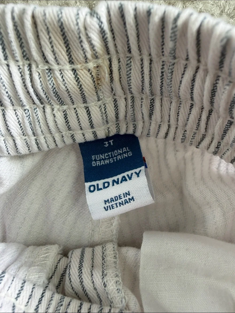 Old Navy White Shorts with Thin Black Stripes